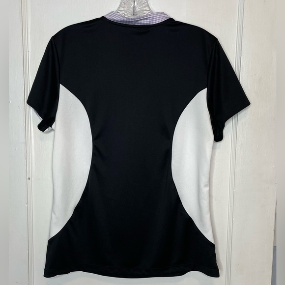 IZOD Golf Shirt Cool Fx Quarter Zip Short Sleeve Black Purple White Sz L - Picture 2 of 5